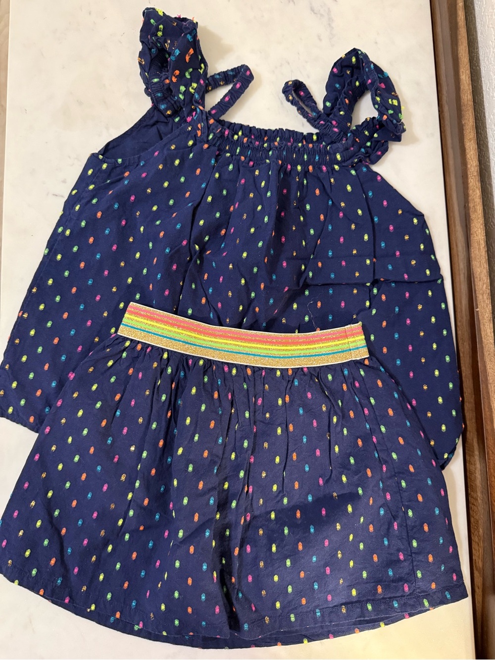 Cat & Jack Navy Tank Top and Skirt Set with Rainbow Dots